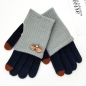 투컬러 손목워머 리본 터치장갑(네이비그레이)